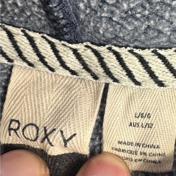 Roxy Women’s Sz L Y2K Blue Button Up Hooded Sweatshirt Hoodie - Picture 3 of 7